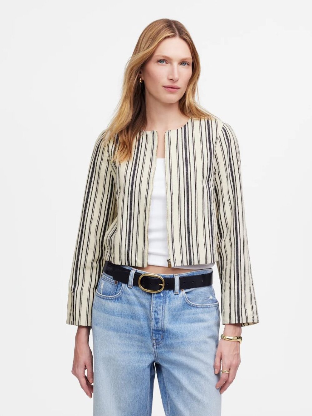 Madewell Crop Cardigan Jacket in Boardwalk Stripe Vintage, Size X-Small